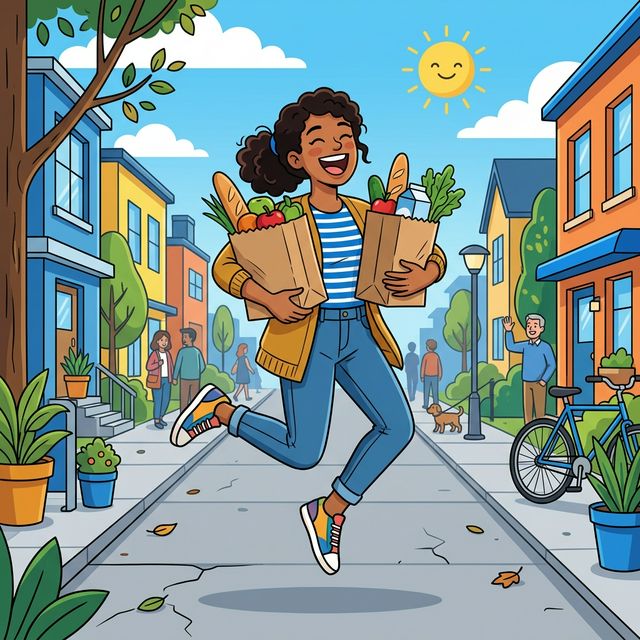 Helper carrying groceries